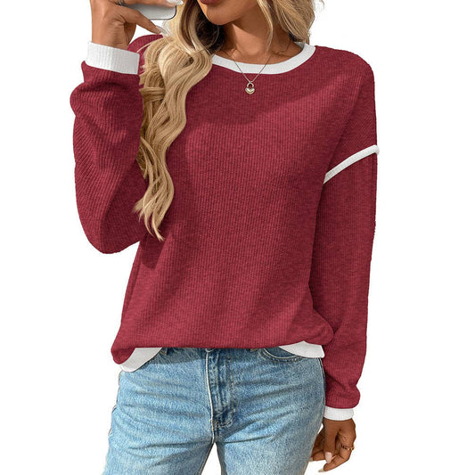Color Block Crewneck Sweater in Iced Cherry