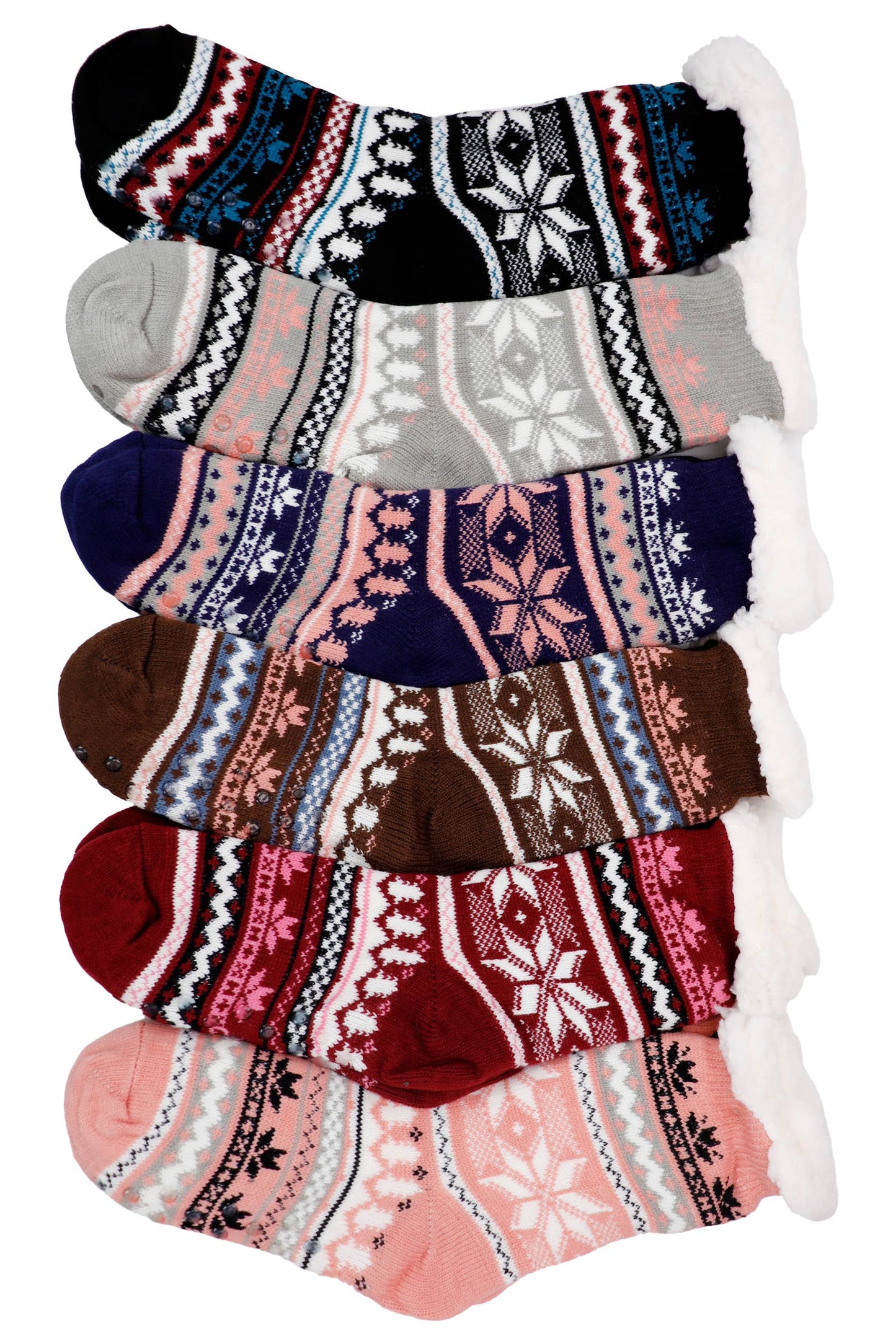 Snowflake Chevron Fuzzy Fleece Cozy Lounge Socks