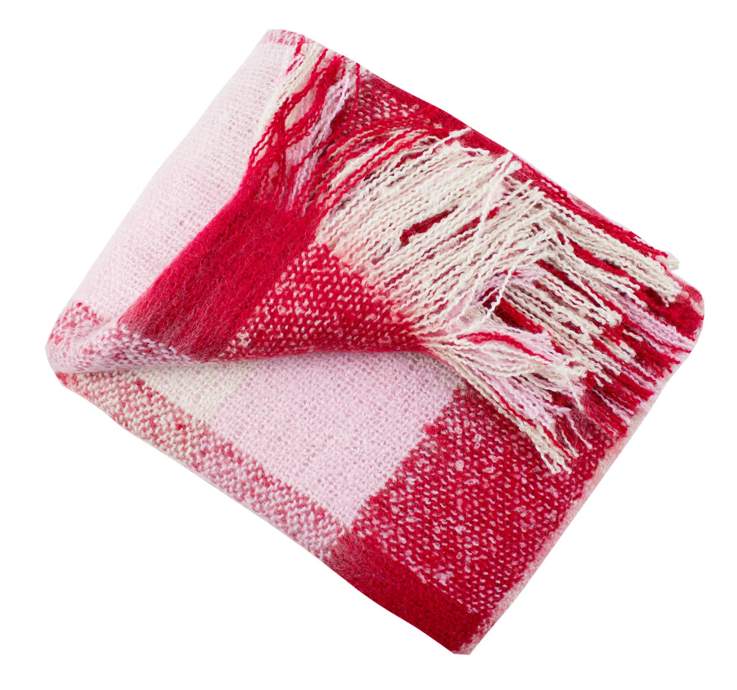 Faux Mohair Plaid Fringed Throw Blanket