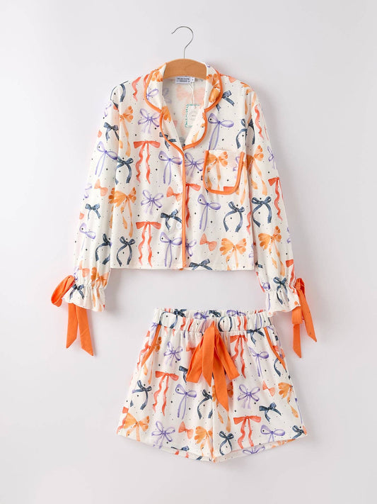 Mommy and Me Bow Print Pajama Set for Adults