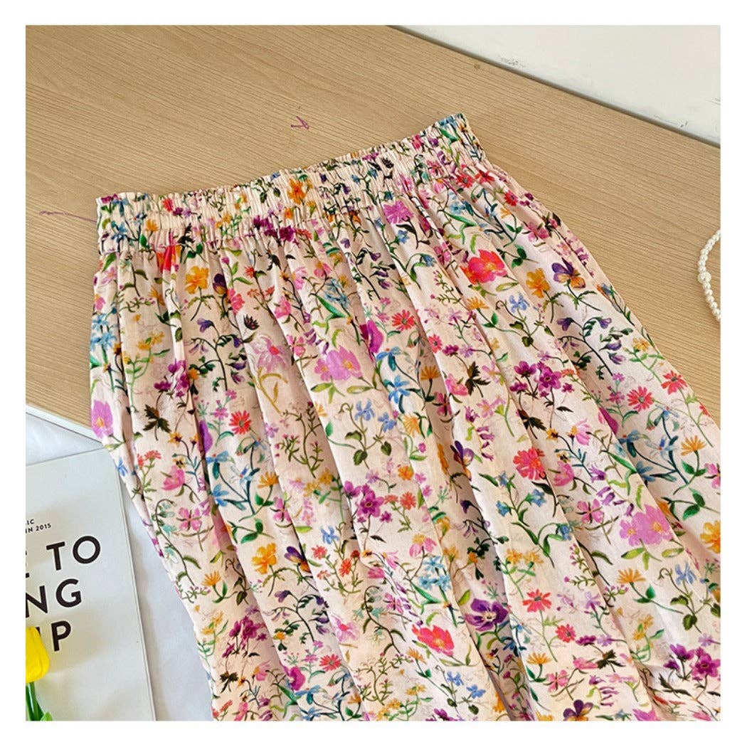 Loose & Cheerful Floral Wide-Leg Capris