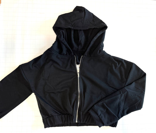 French Terry Cropped Full Zip Hoodie