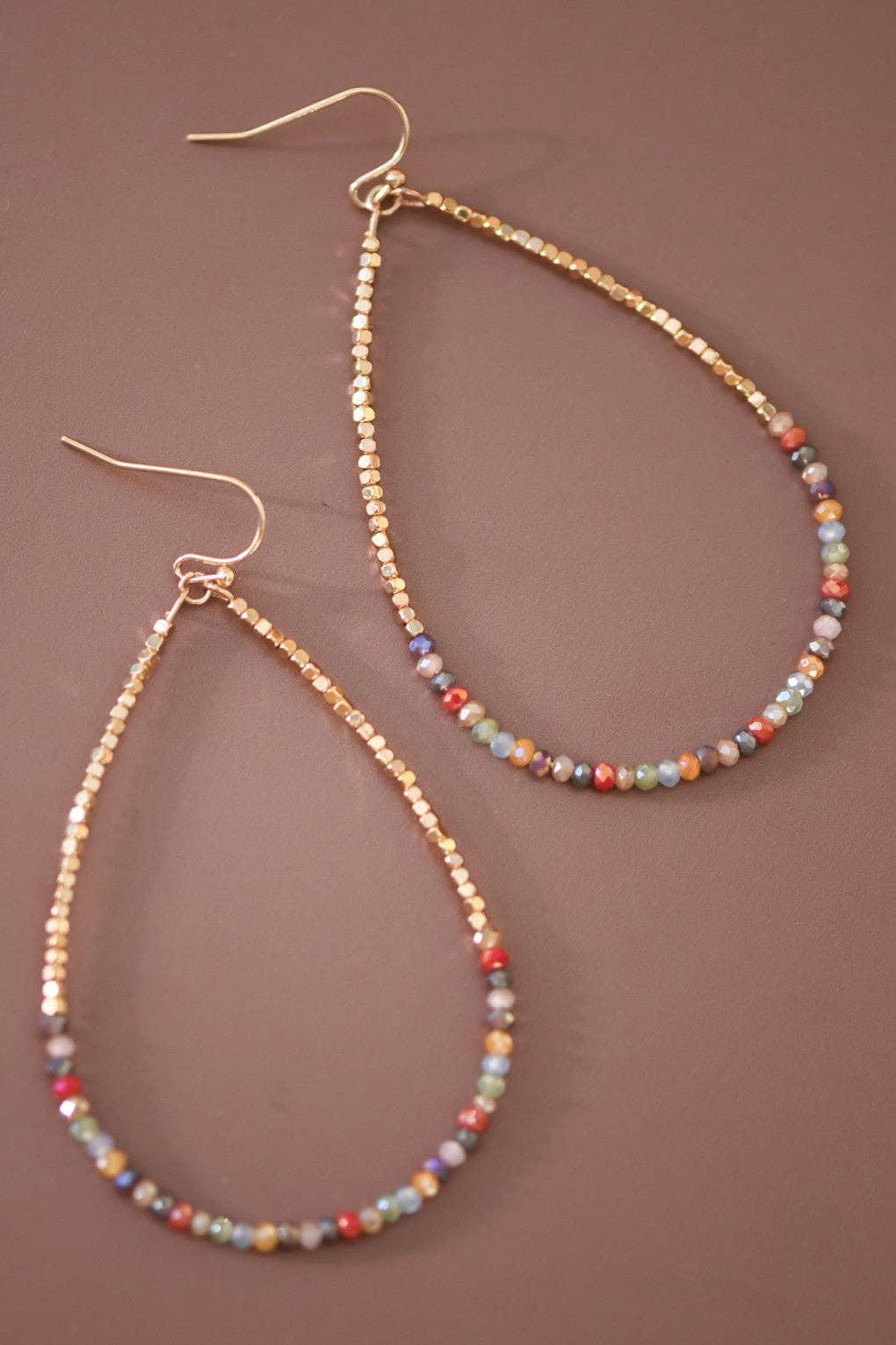 Multicolored Glass Beaded Teardrop Earrings
