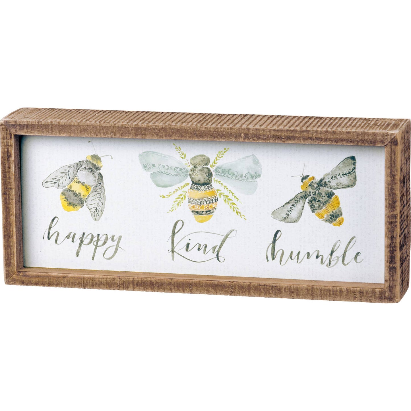 Bee Happy, Kind, Humble Inset Box Sign