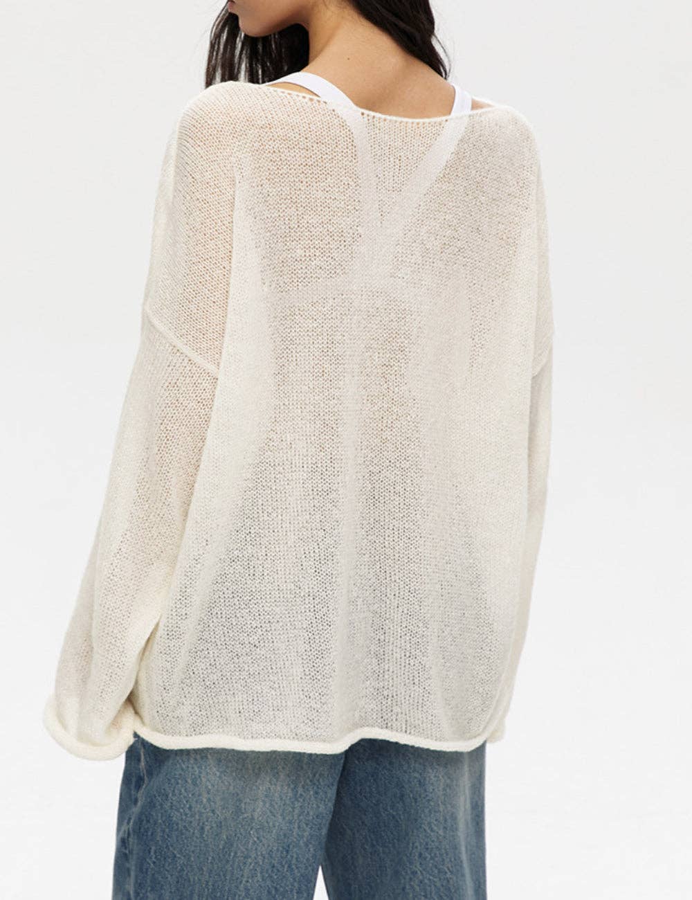 Solid Color Airy Knit Sweater