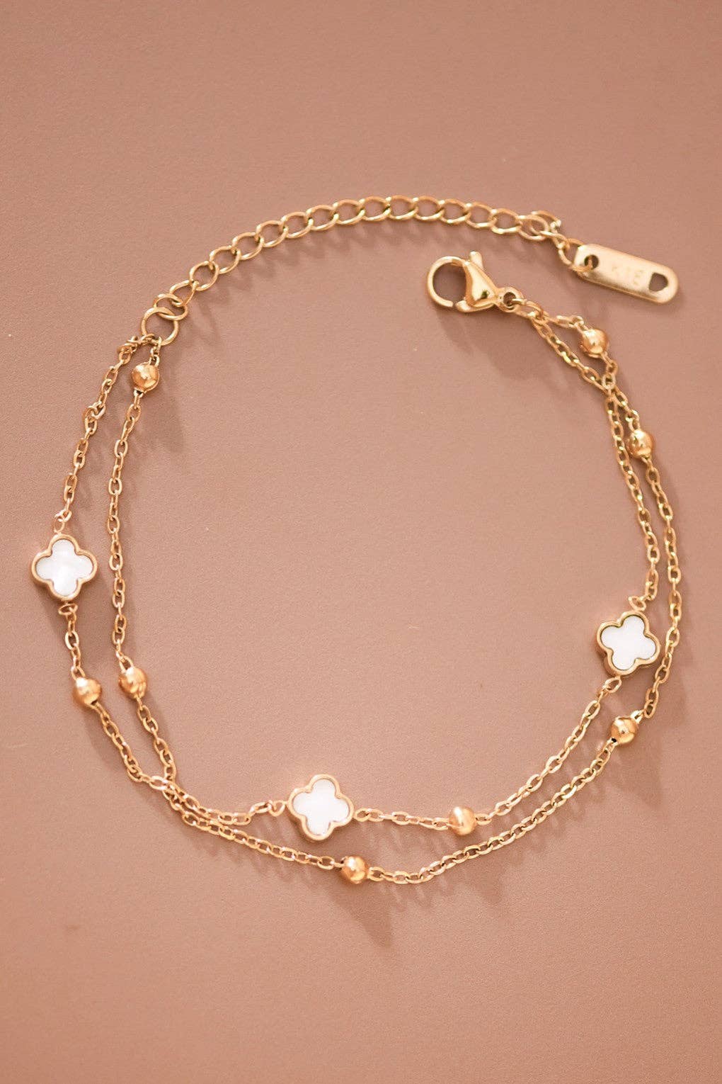 18K Gold Plated Double Chain Flower Bracelet