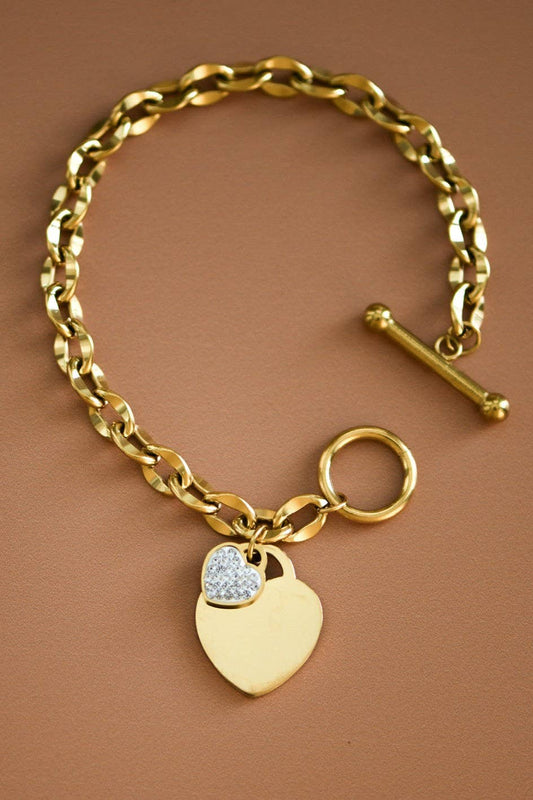 18K Gold Plated Double Heart Chain Bracelet