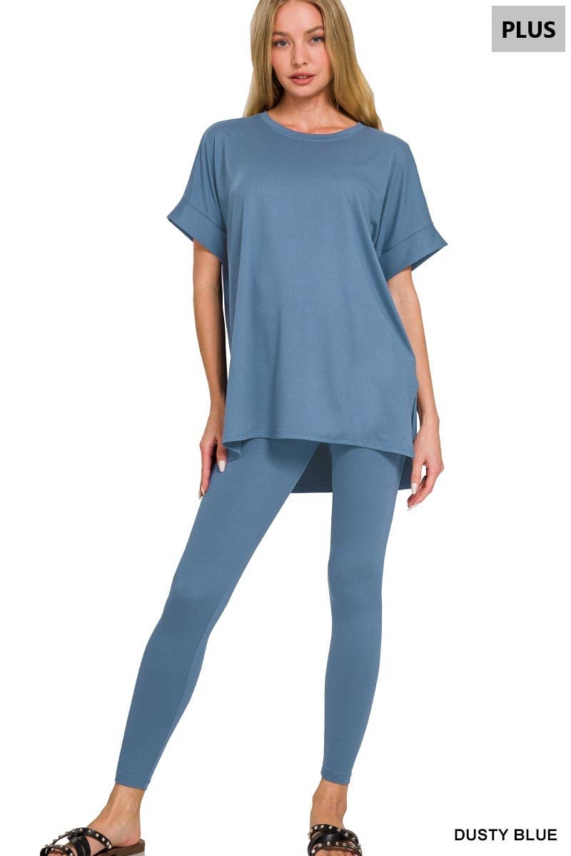 Plus Sized Buttery Soft Microfiber Leggings and T Shirt Set