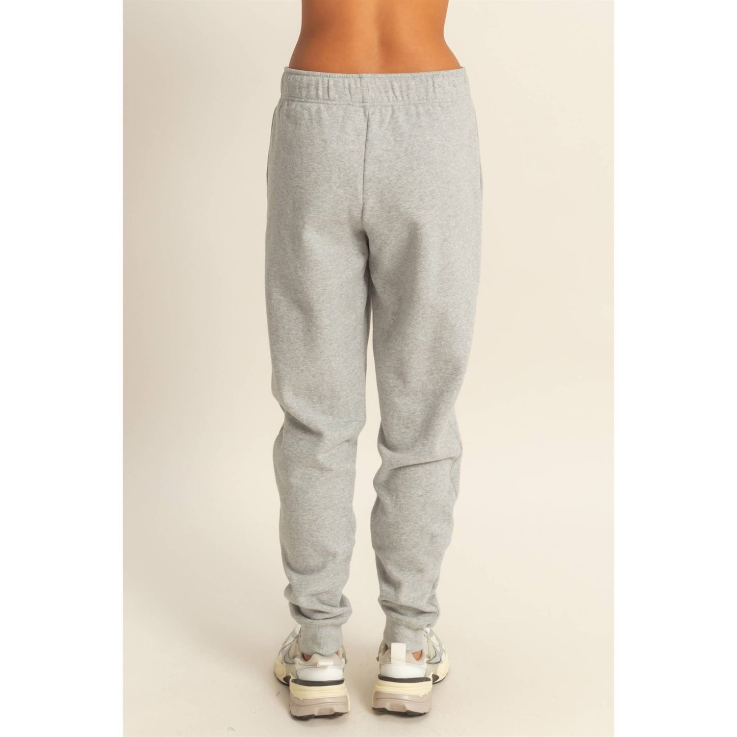 Mid-Rise Drawstring Sweatpants in Heather Grey