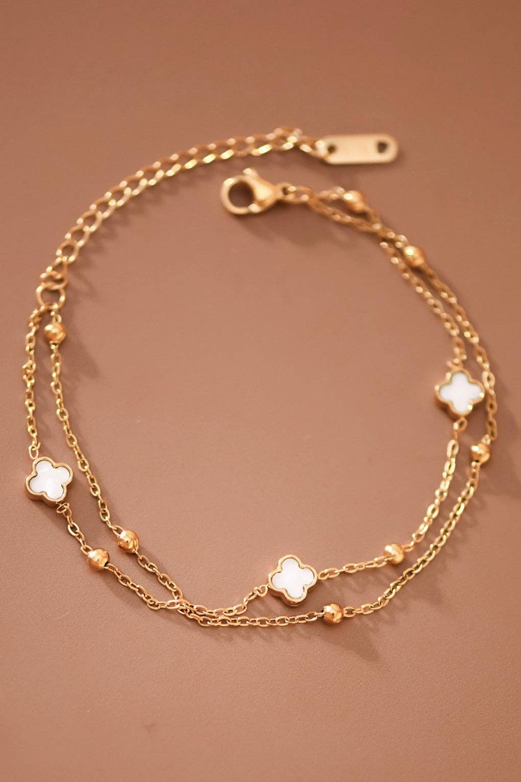 18K Gold Plated Double Chain Flower Bracelet
