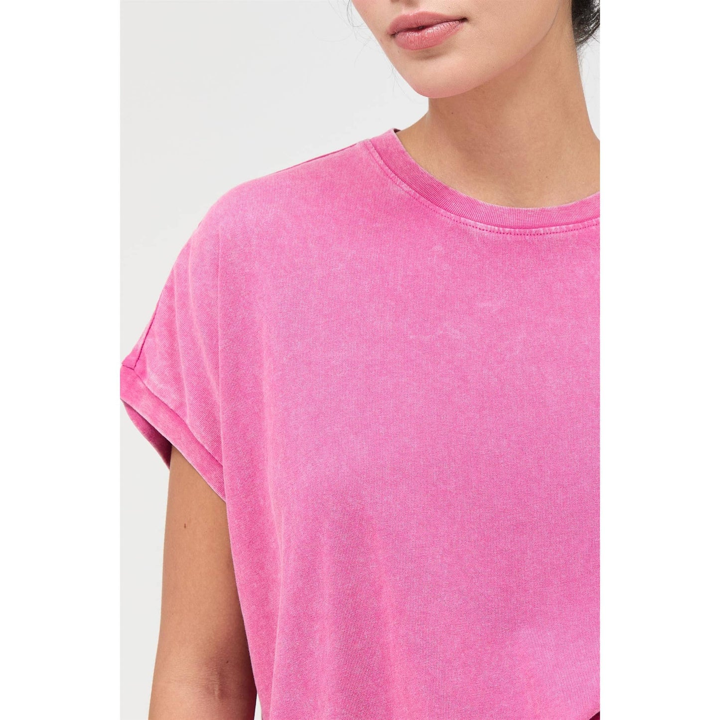 Capped Sleeve Mineral Wash T-Shirt
