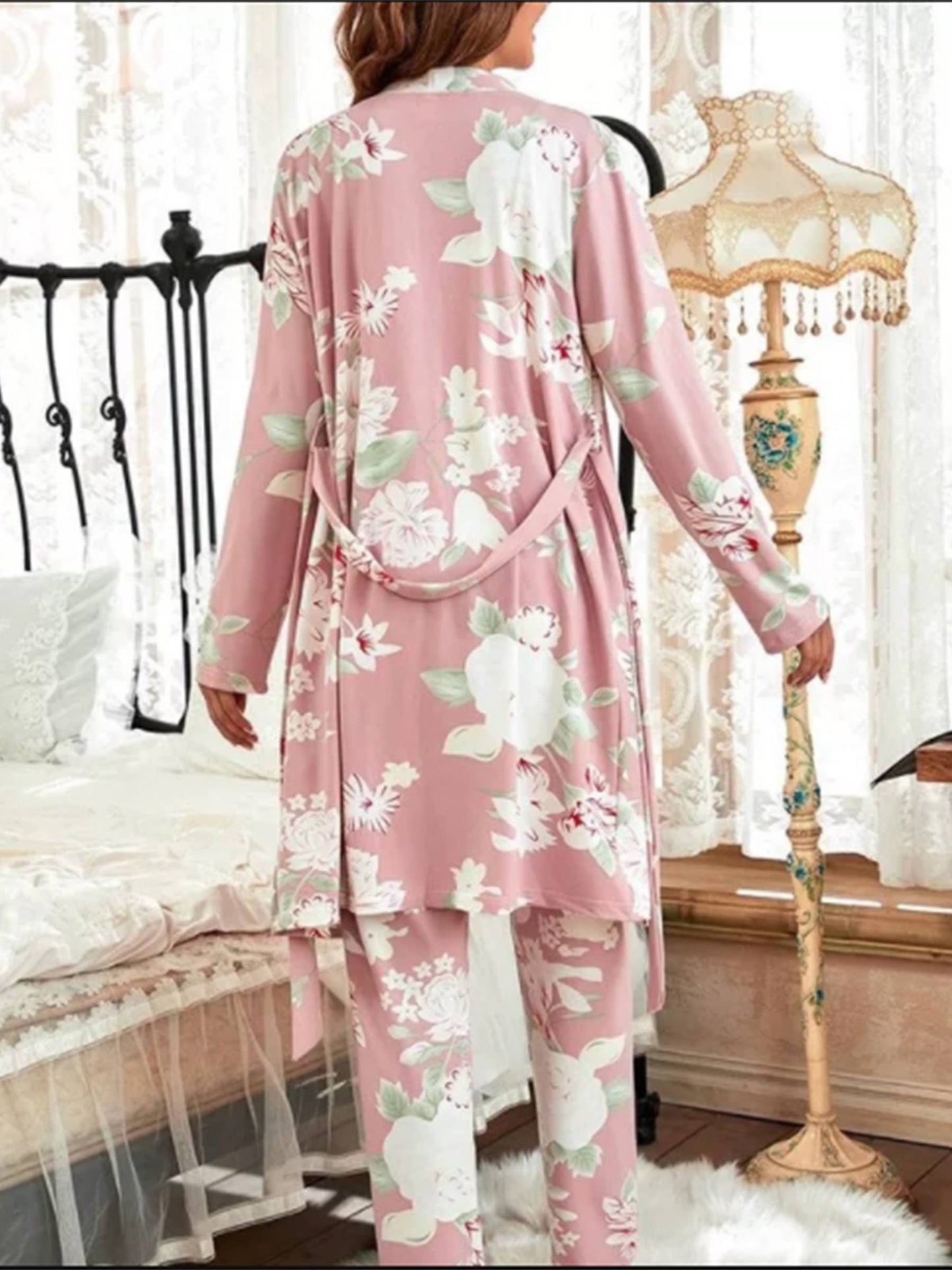 3 Piece Roses Pajama Set