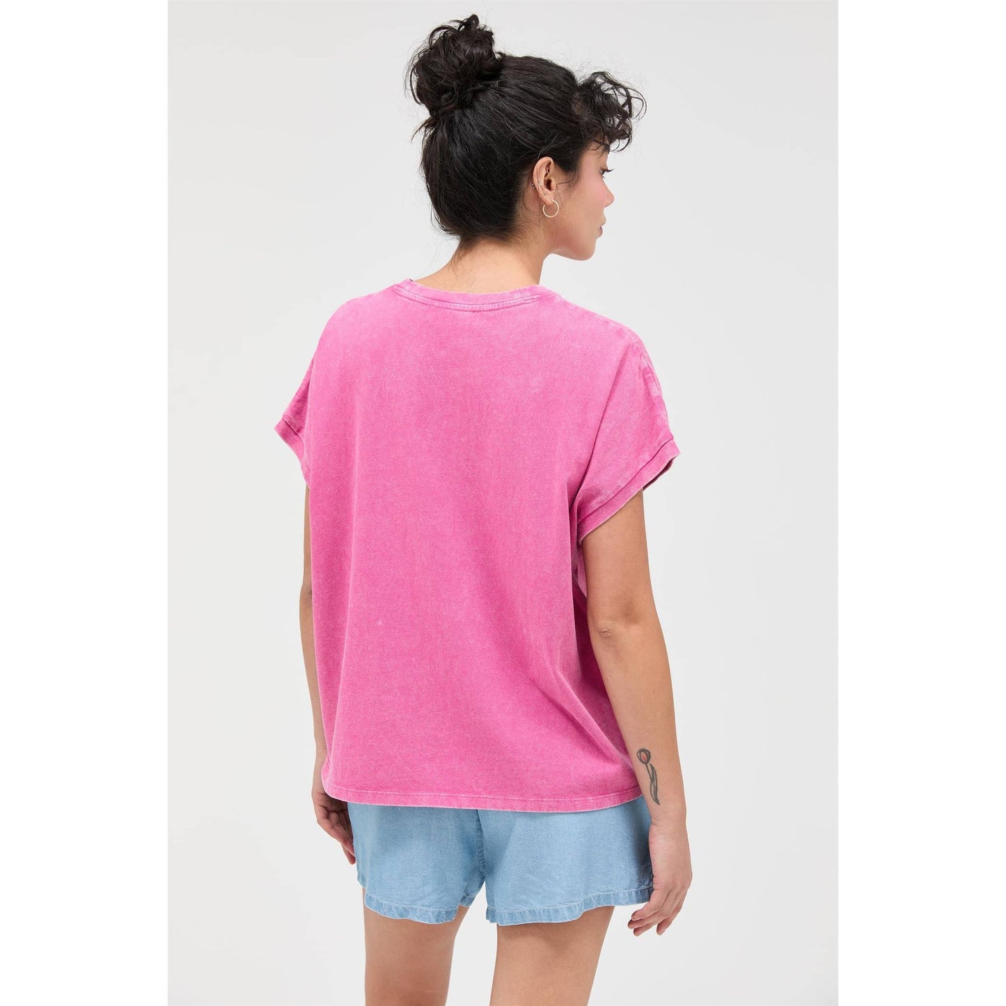 Capped Sleeve Mineral Wash T-Shirt
