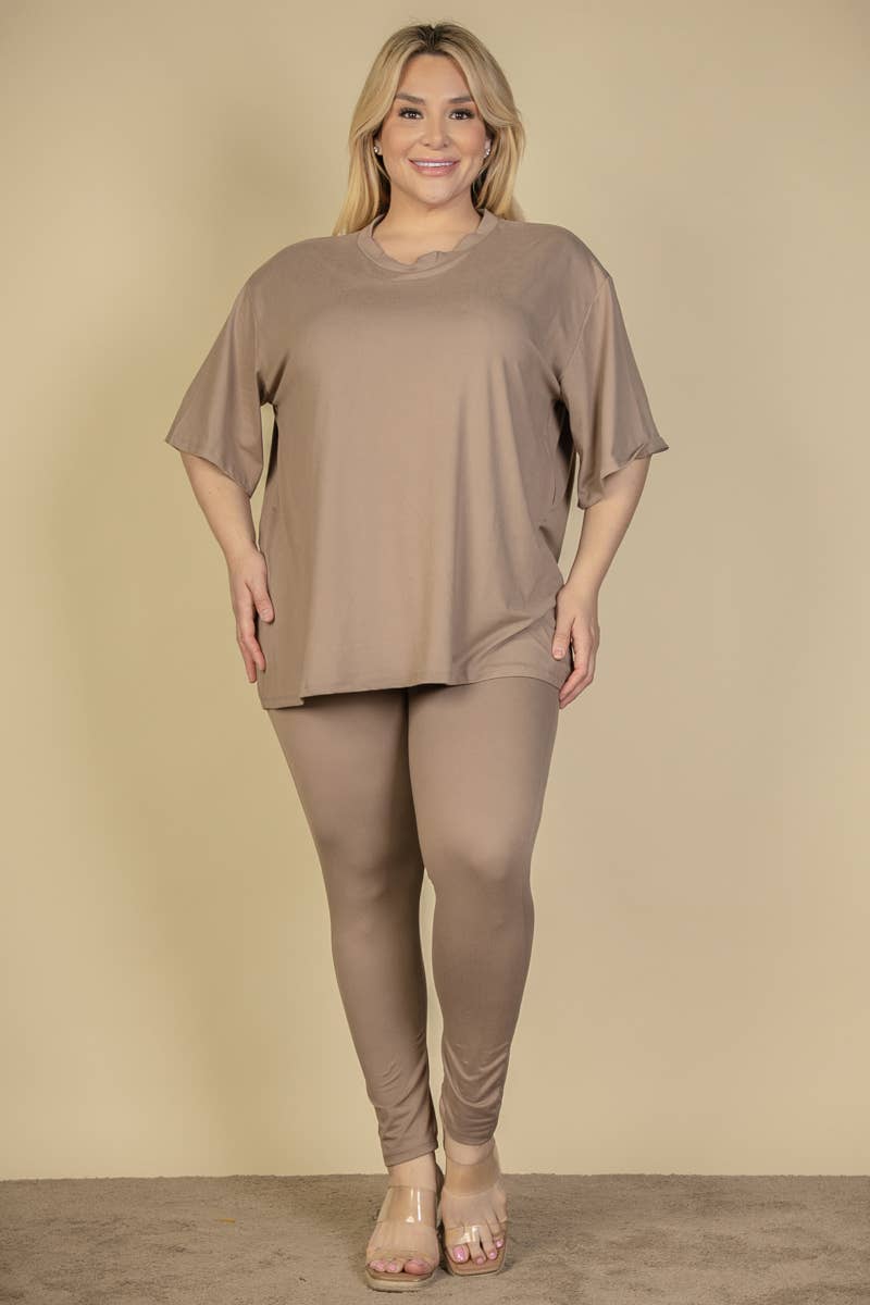Plus Size Oversized T-shirt & Leggings Set in Green Bay