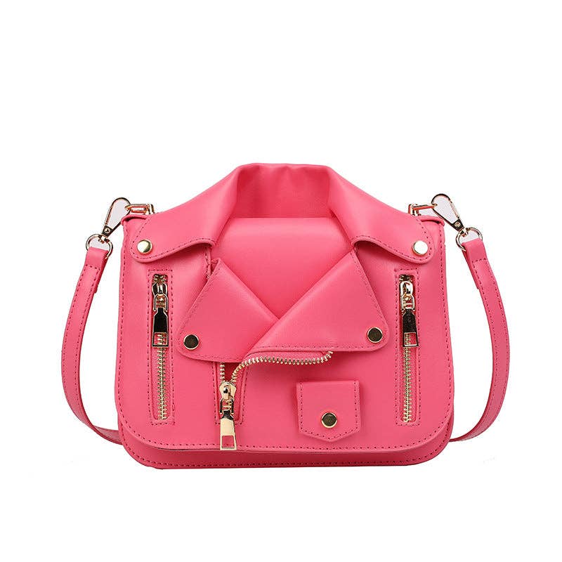 Hot Pink Leather Crossbody Bag