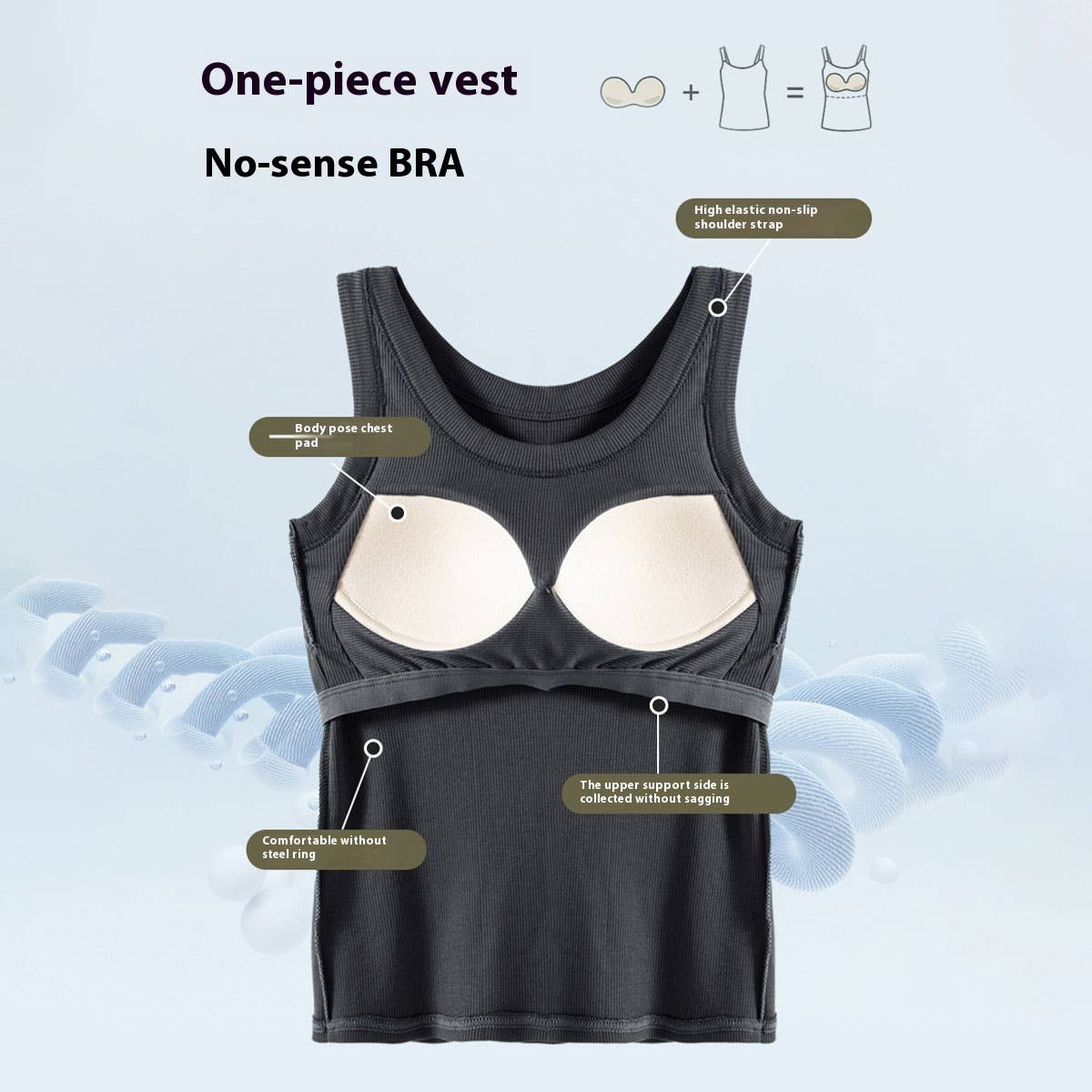 Ribbed Tank Tops With Built In Bra