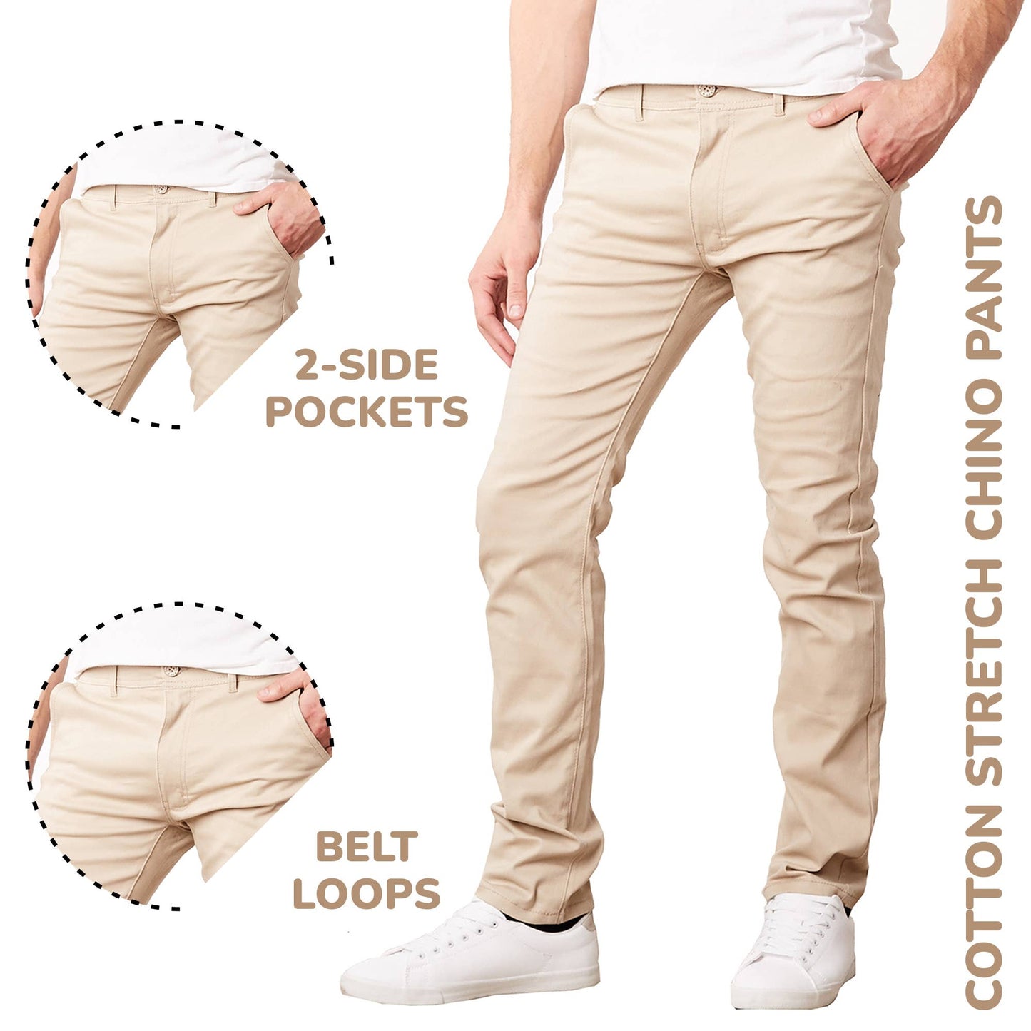 Men's Slim Fit Stretch Cotton Chino Pants – 31" Inseam