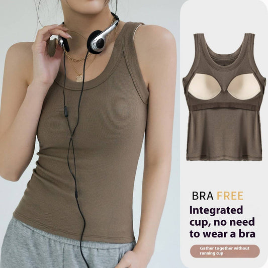 Ribbed Tank Tops With Built In Bra