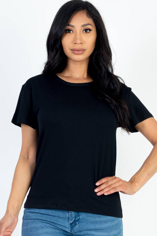 Basic Short Sleeve T-shirt in Black