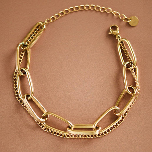 18K Gold Plated Double Chain Bracelet