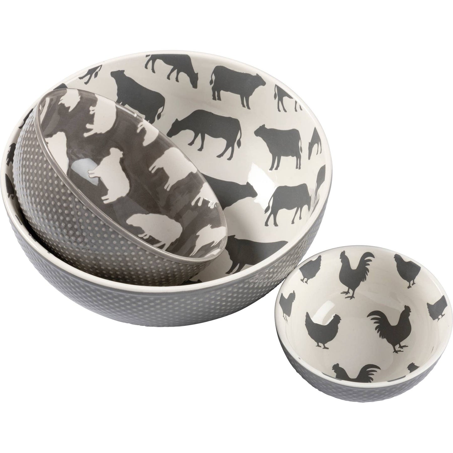 Farm Animals 3 Bowl Set