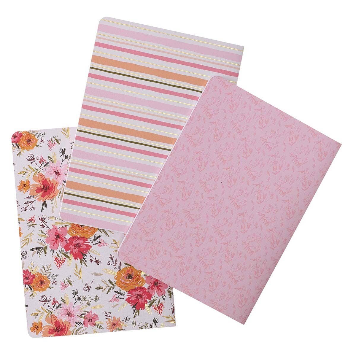He Leads Me Pink Floral 3 Notebook Set - Psalm 23:2