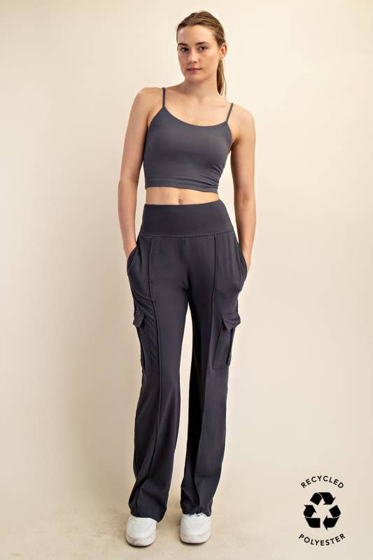Buttery Soft Legging Material High Waist, Straight Leg Cargo Pants