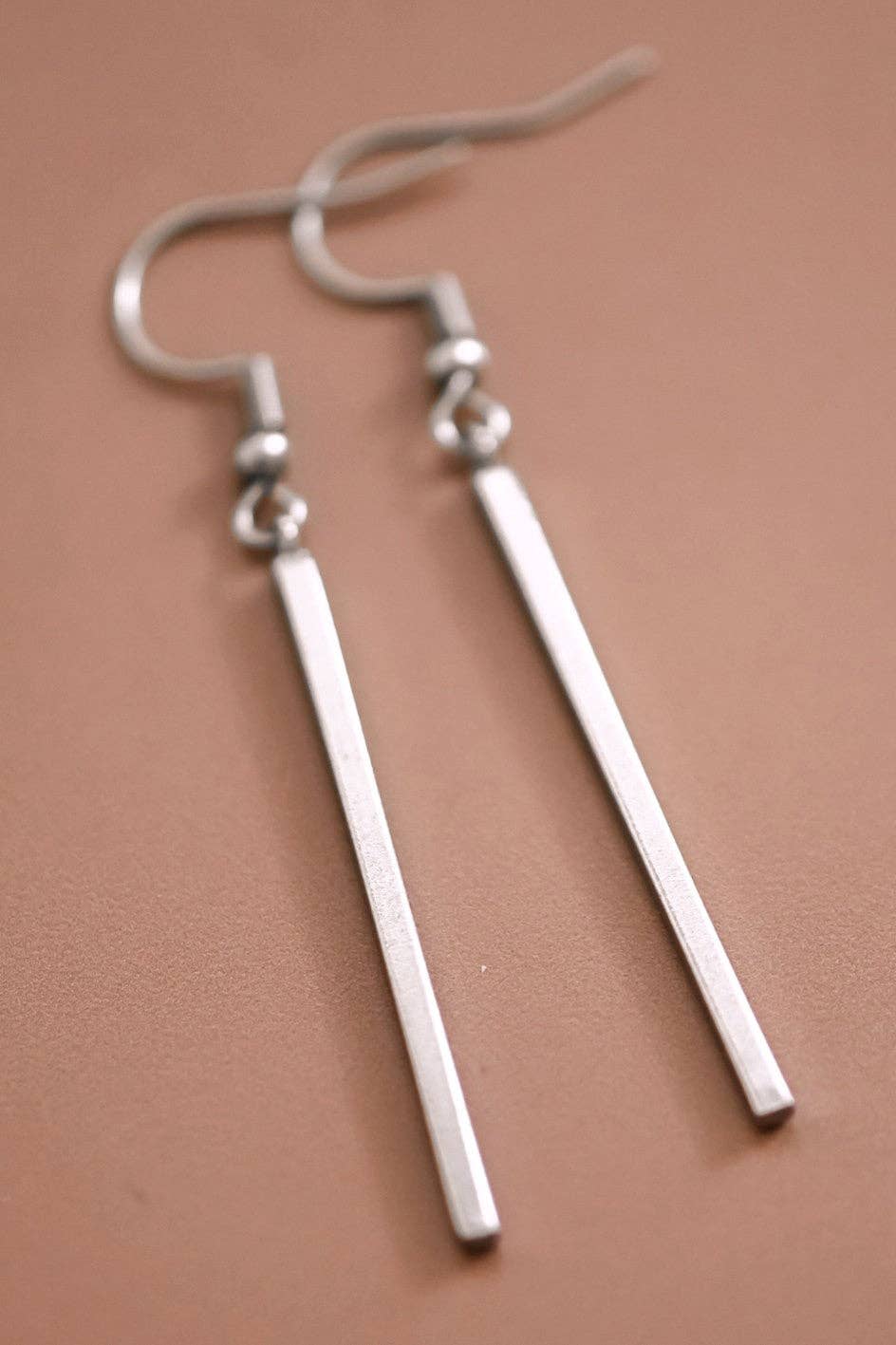 Silver Bar Drop Earrings