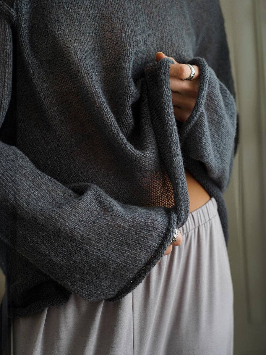 Solid Color Airy Knit Sweater