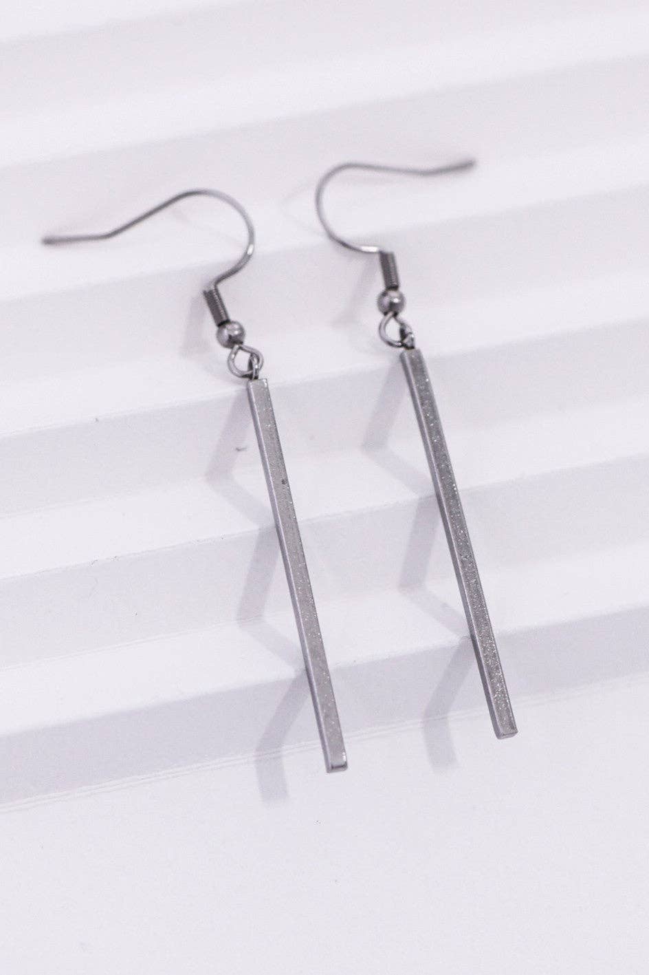 Silver Bar Drop Earrings