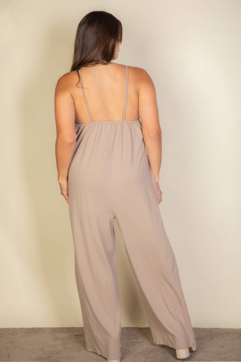 Plus Spaghetti Strap Wide Leg Jumpsuit