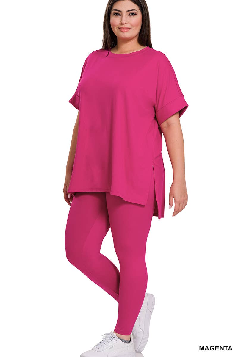 Plus Sized Buttery Soft Microfiber Leggings and T Shirt Set