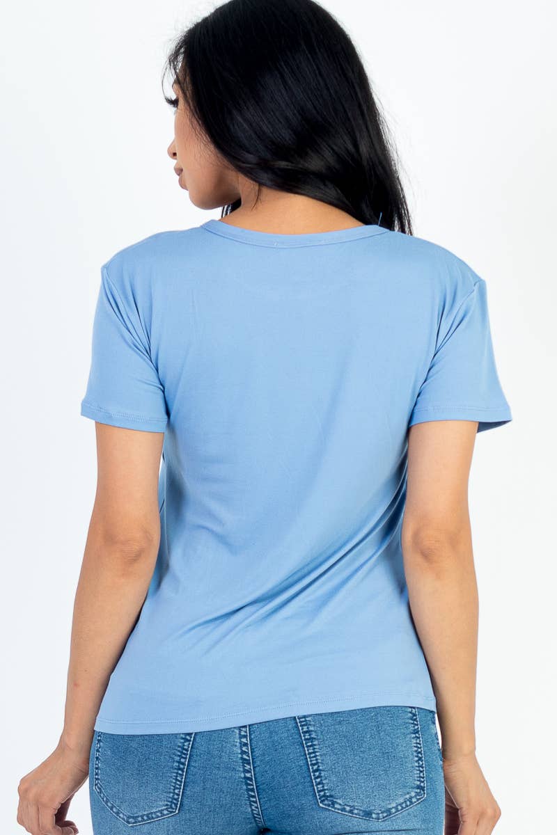 Basic Short Sleeve T-shirt in Burgundy