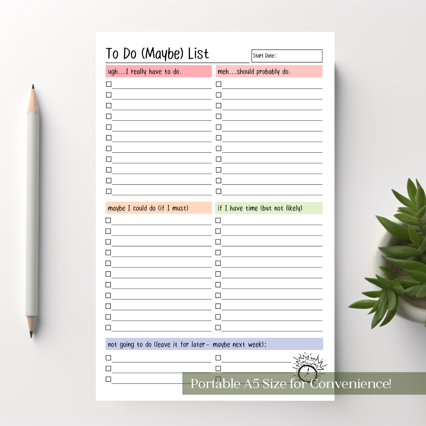 To Do (Maybe) Checklist: 50-Page Tear-Off Notepad